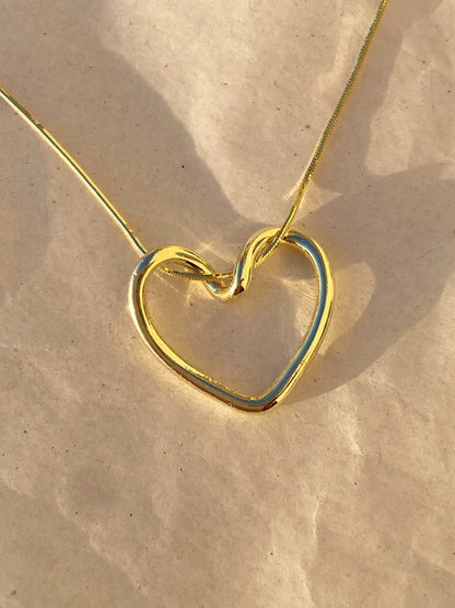 Knot Heart Necklace + Long Hammered Heart Earring Combo