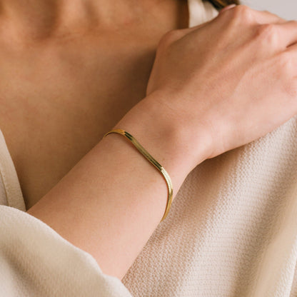 Flat Snake Chain Necklace & Bracelet Combo